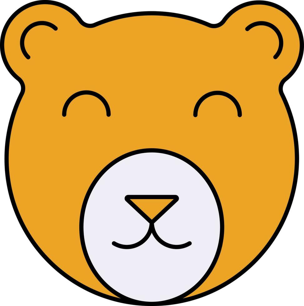 Teddy Bear Face Icon In Yellow And White Color. vector