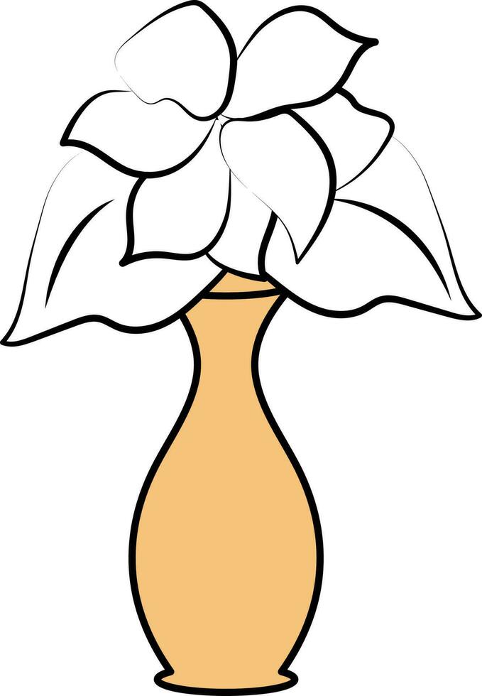 Orange And White Color Flower Pot Or Vase Icon. vector