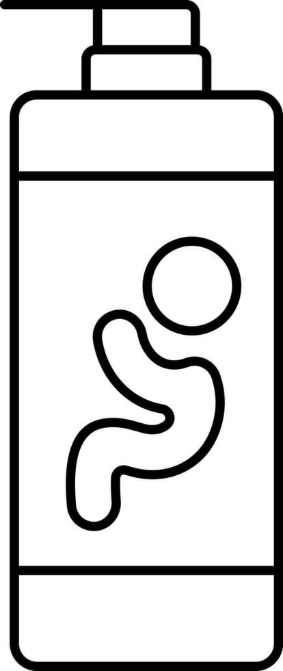 Baby Shampoo Icon In Black Line Art. vector