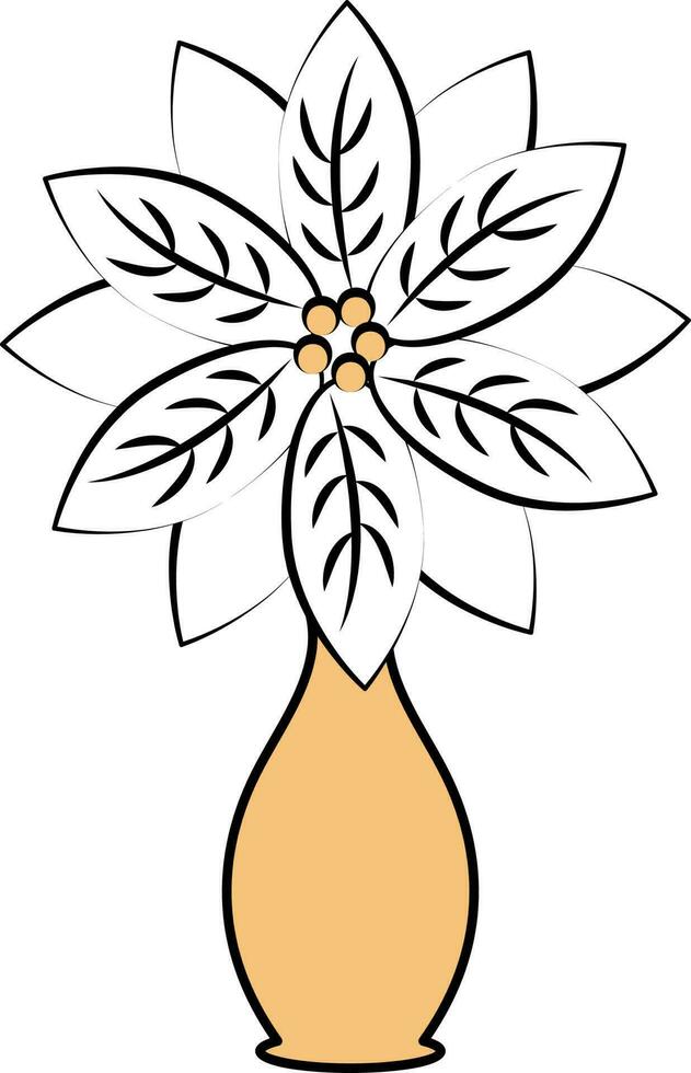 Flower Pot Or Vase Icon In Orange And White Color. vector