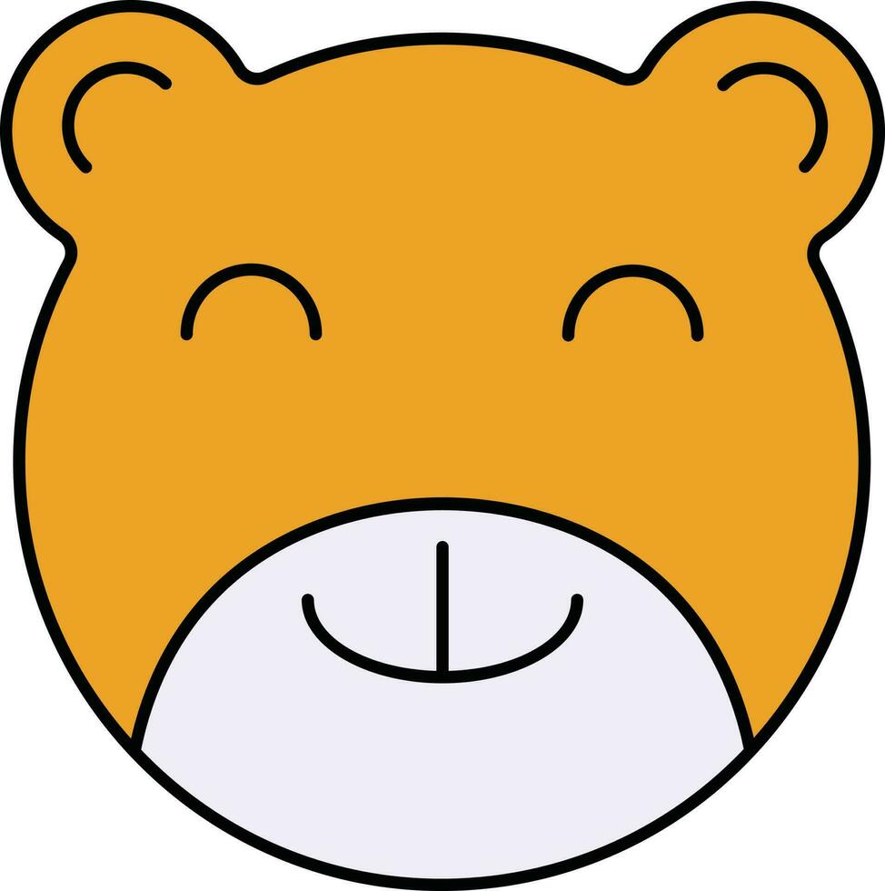 Yellow And White Color Teddy Bear Face Icon. vector