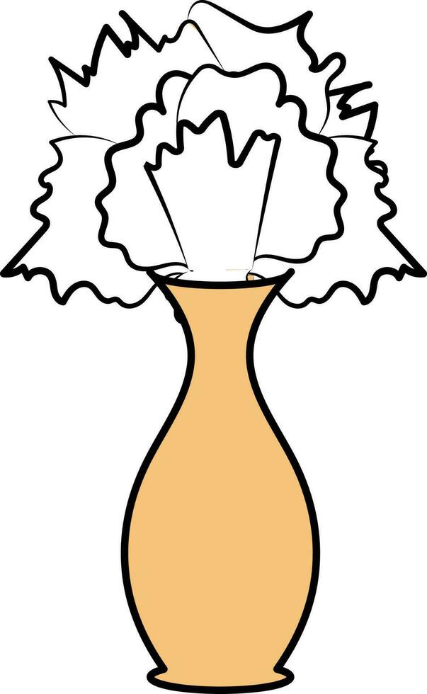 Flower Pot Or Vase Icon In Orange White Color. vector