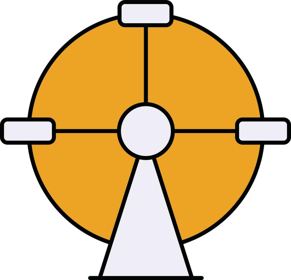 Ferris Wheel Icon In Yellow And White Color. vector