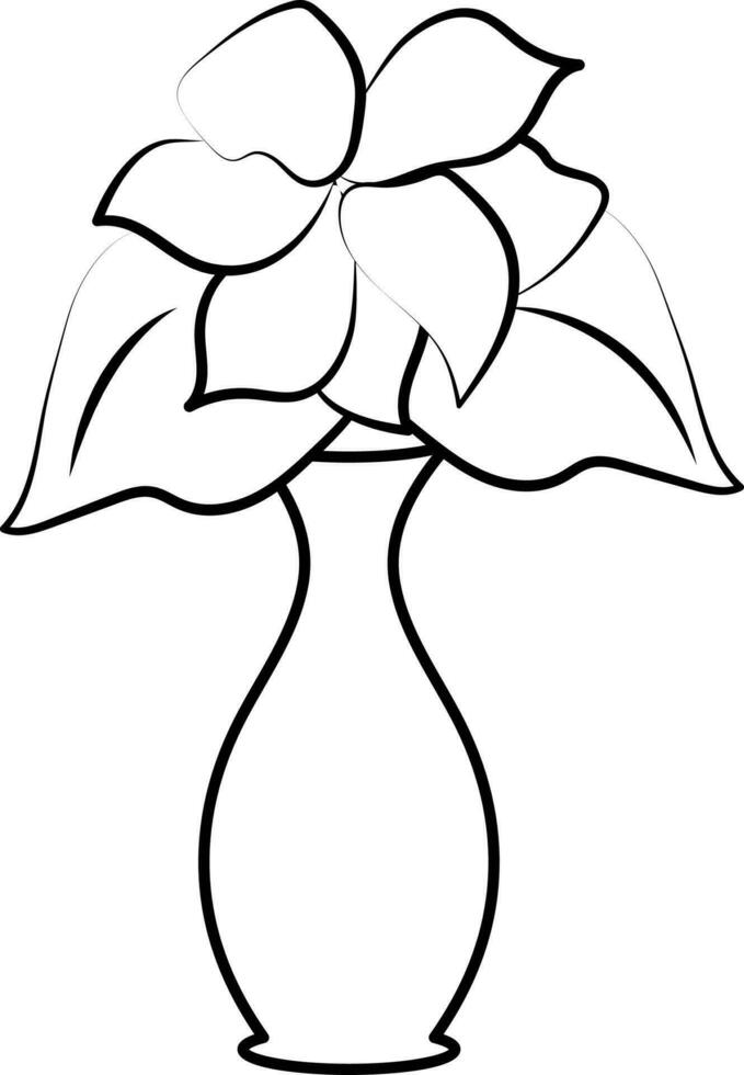 Black Outline Flower Pot Or Vase Icon. vector