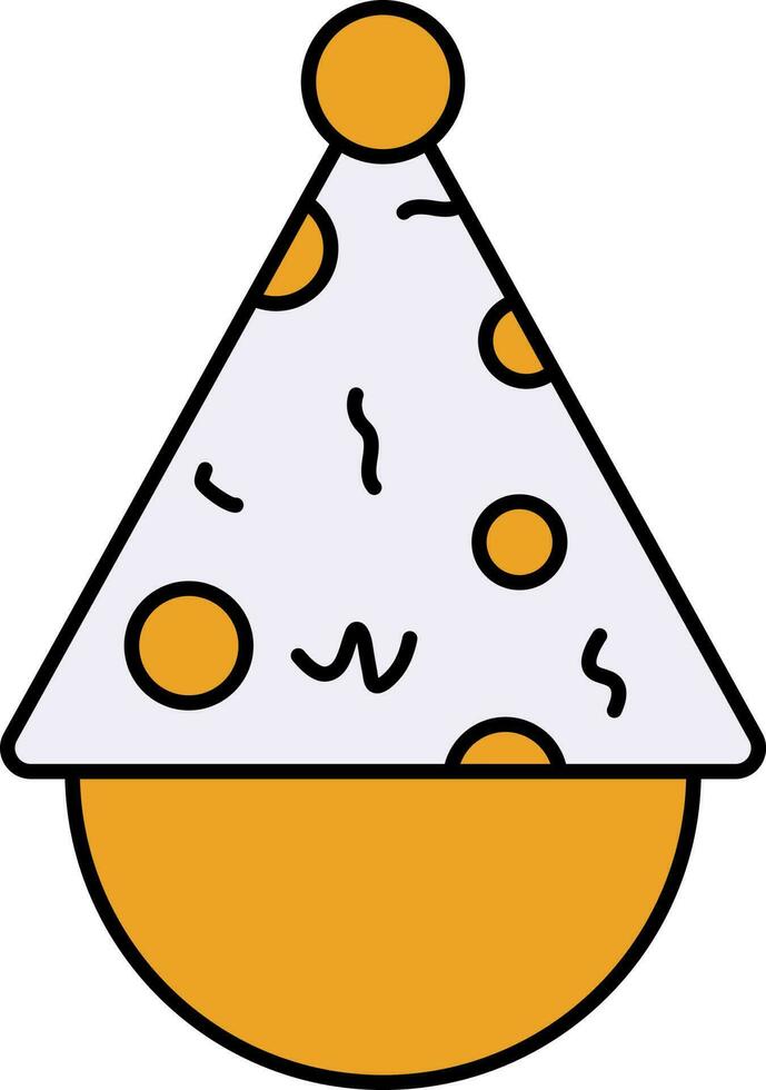 Isolated Party Hat Icon In Yellow And White Color. vector