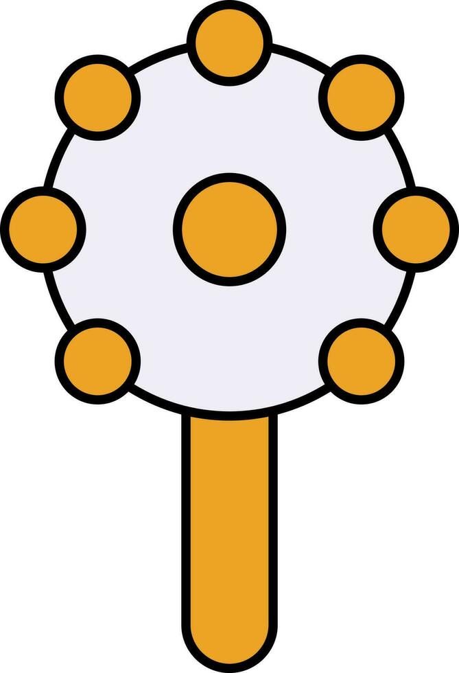 Baby Rattle Icon In Yellow And White Color. vector