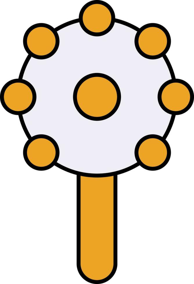 Baby Rattle Icon In Yellow And White Color. vector