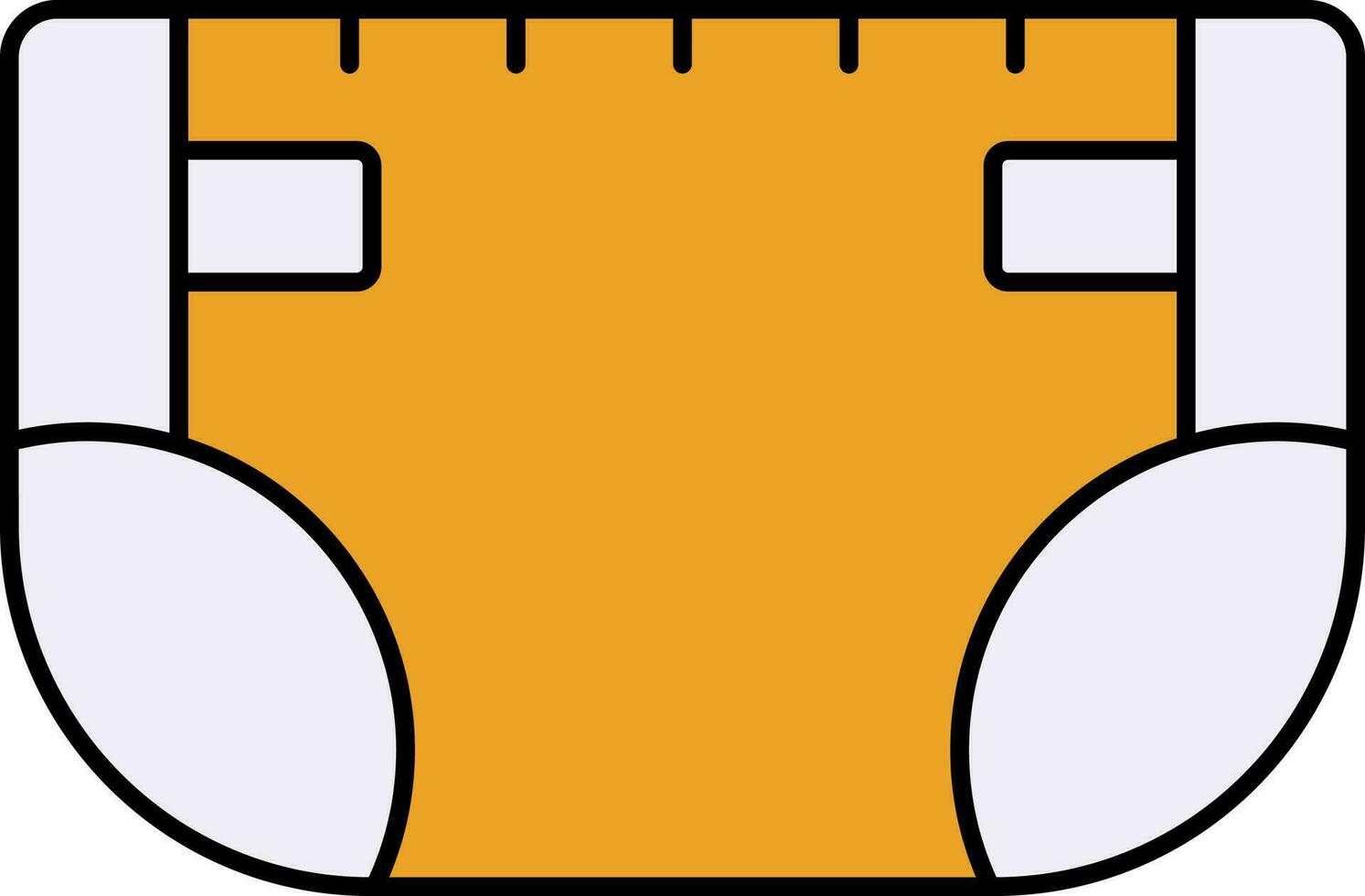 Diaper Icon In Yellow And White Color. vector