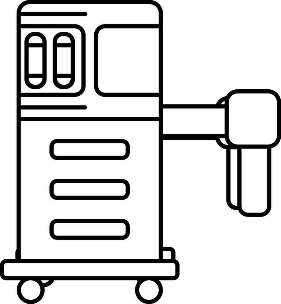 anestesia máquina icono en negro describir. vector