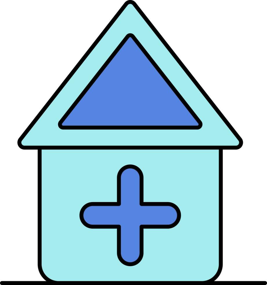 Clinic Icon In Blue Color. vector