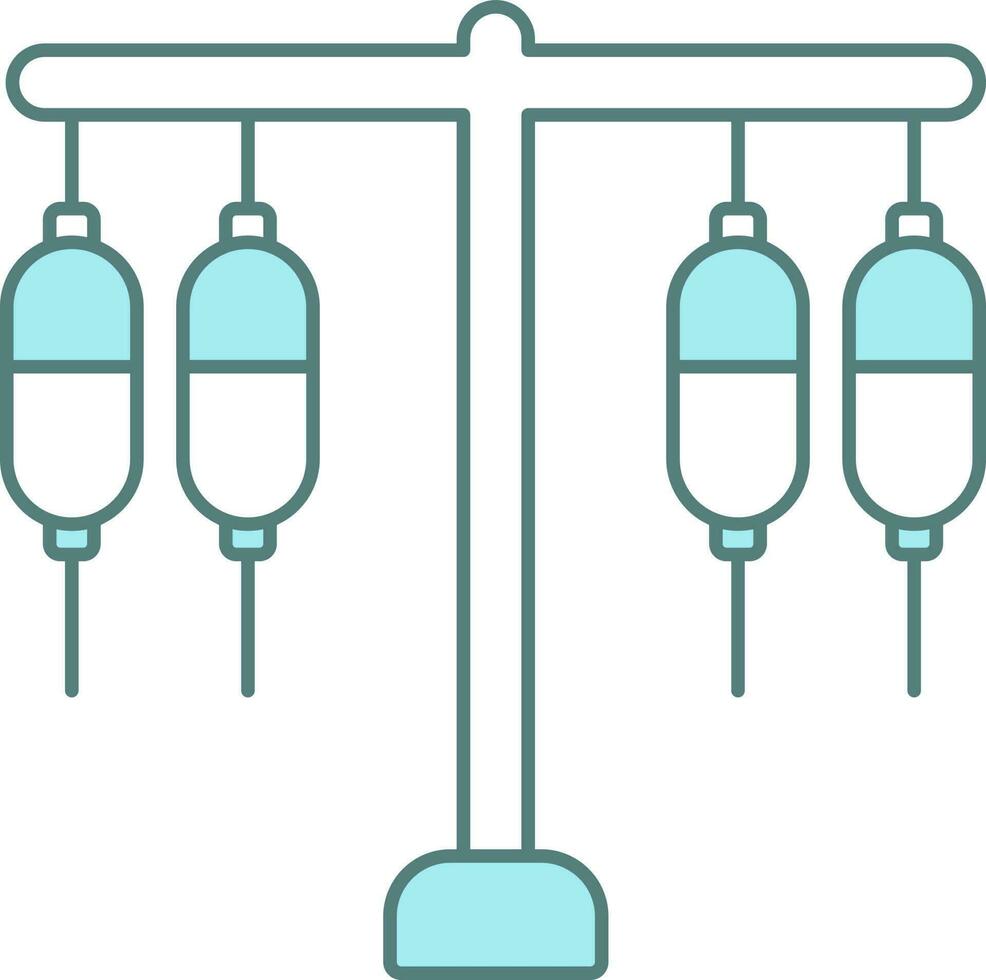 Saline Or IV Stand Icon In Blue And White Color. vector