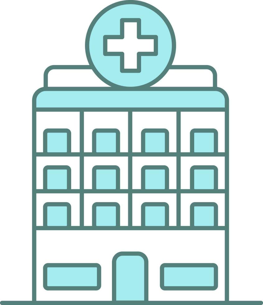 Hospital Building Icon In Blue And White Color. vector