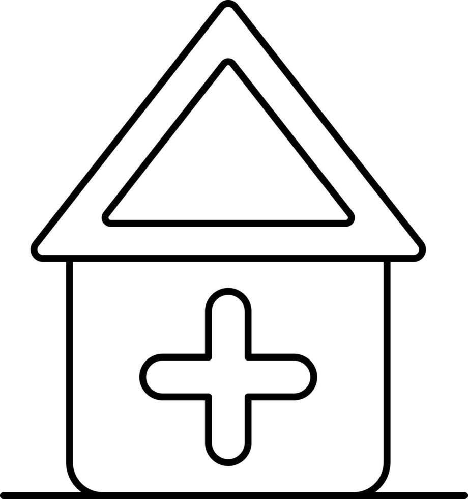Clinic Icon In Black Line Art. vector