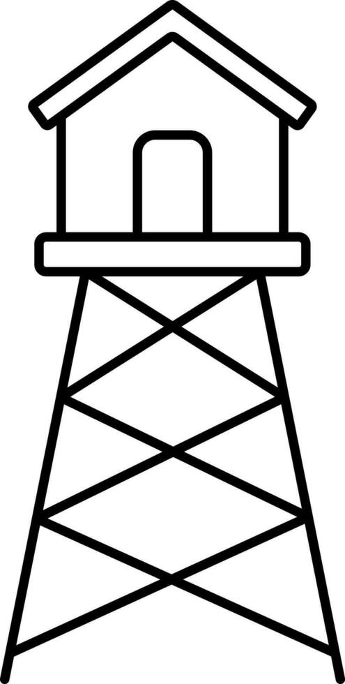 torre de vigilancia icono en negro línea Arte. vector