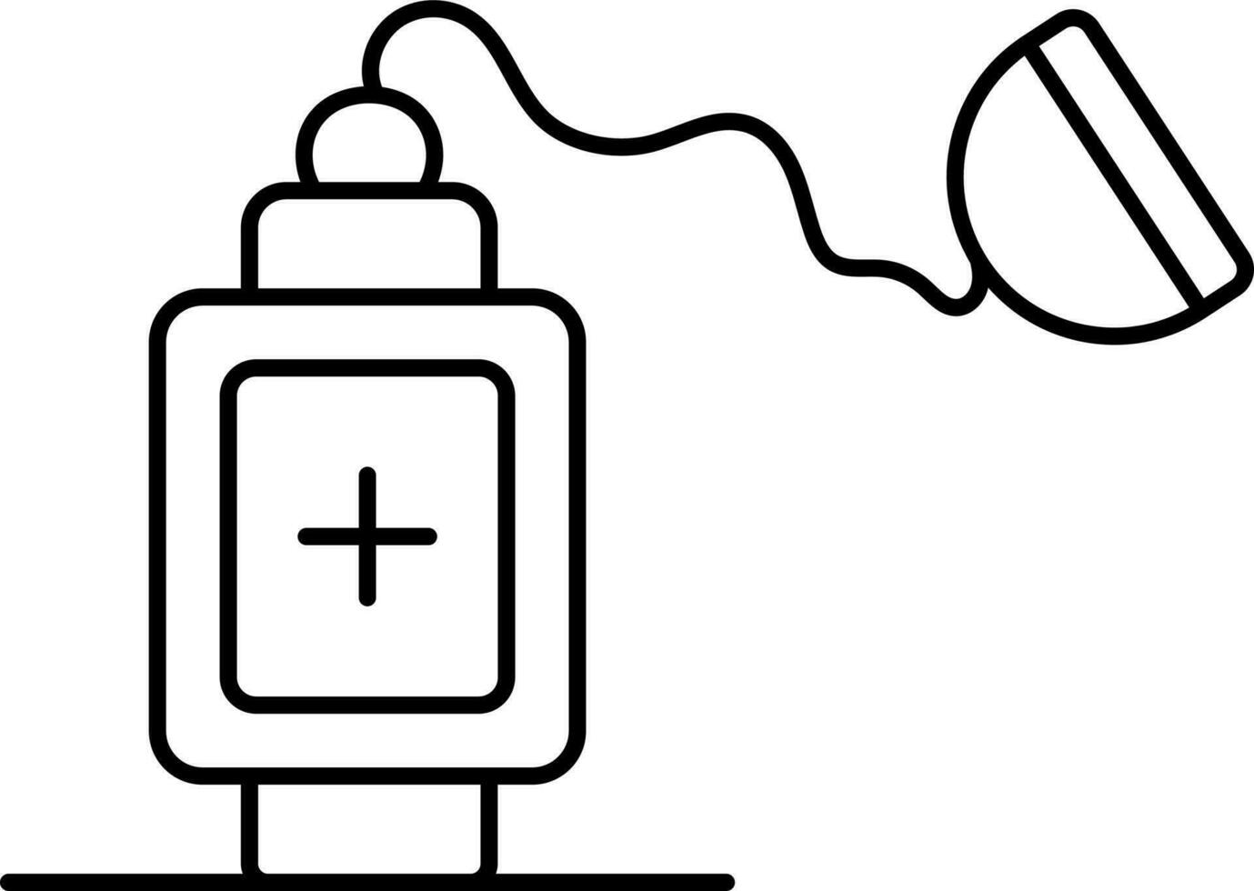 Black Line Art Oxygen Mask Icon. vector