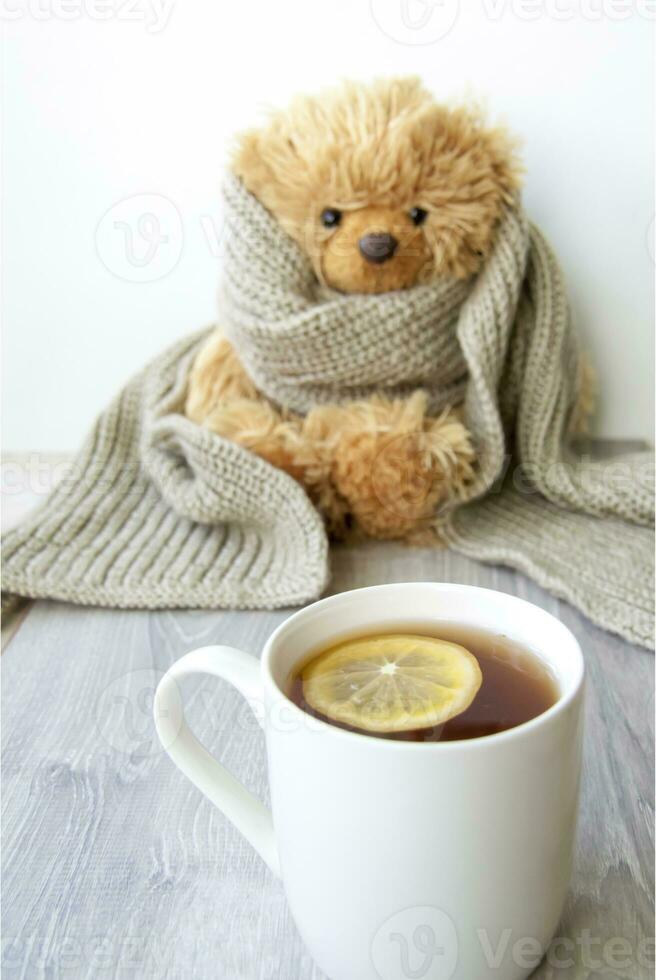 Ginger tea with lemon. Season of colds and infections. Strengthening of immunity. photo