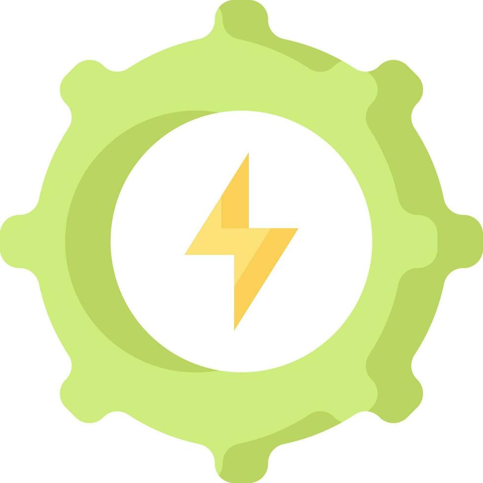 Cogwheel Or Power Setup Icon In Green And Yellow Color. vector