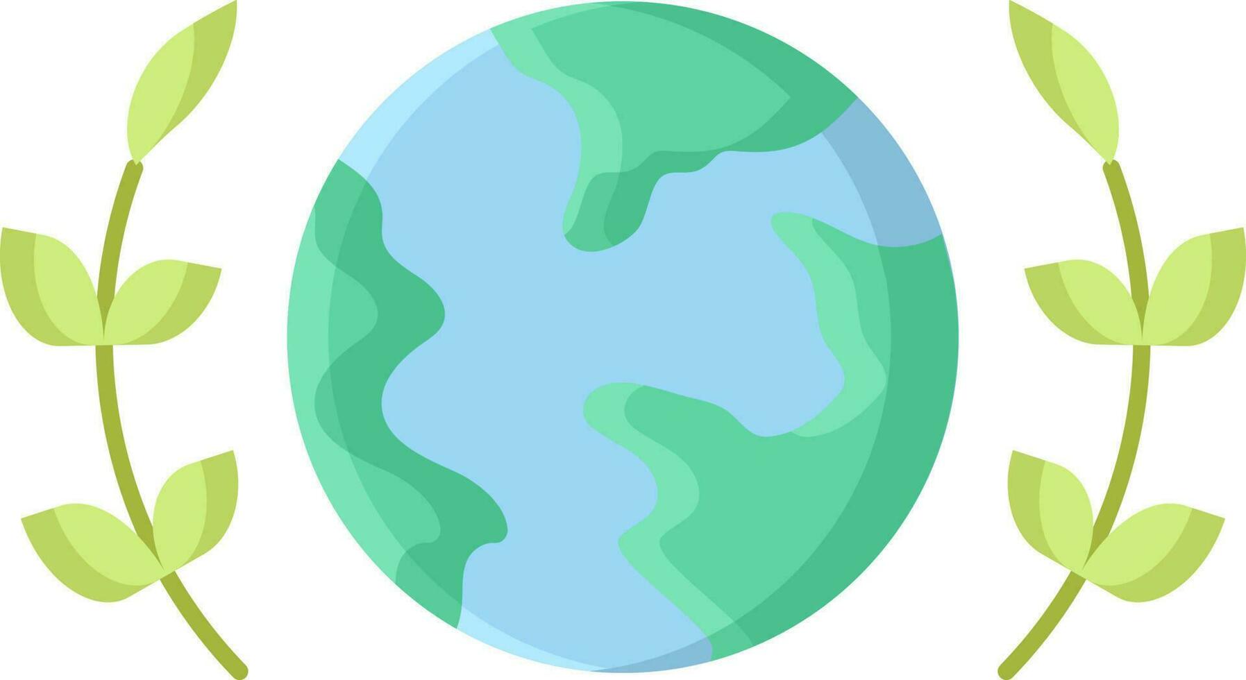 Globe With Laurel Wreath Icon In Blue And Green Color. vector