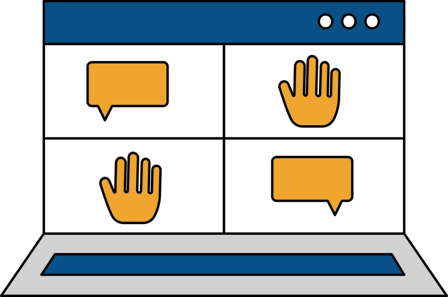 Palm Hand With Chat Box In Laptop Screen Icon vector