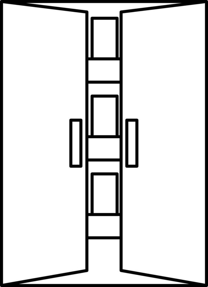 Open Double Door Icon In Thin Line Art. vector
