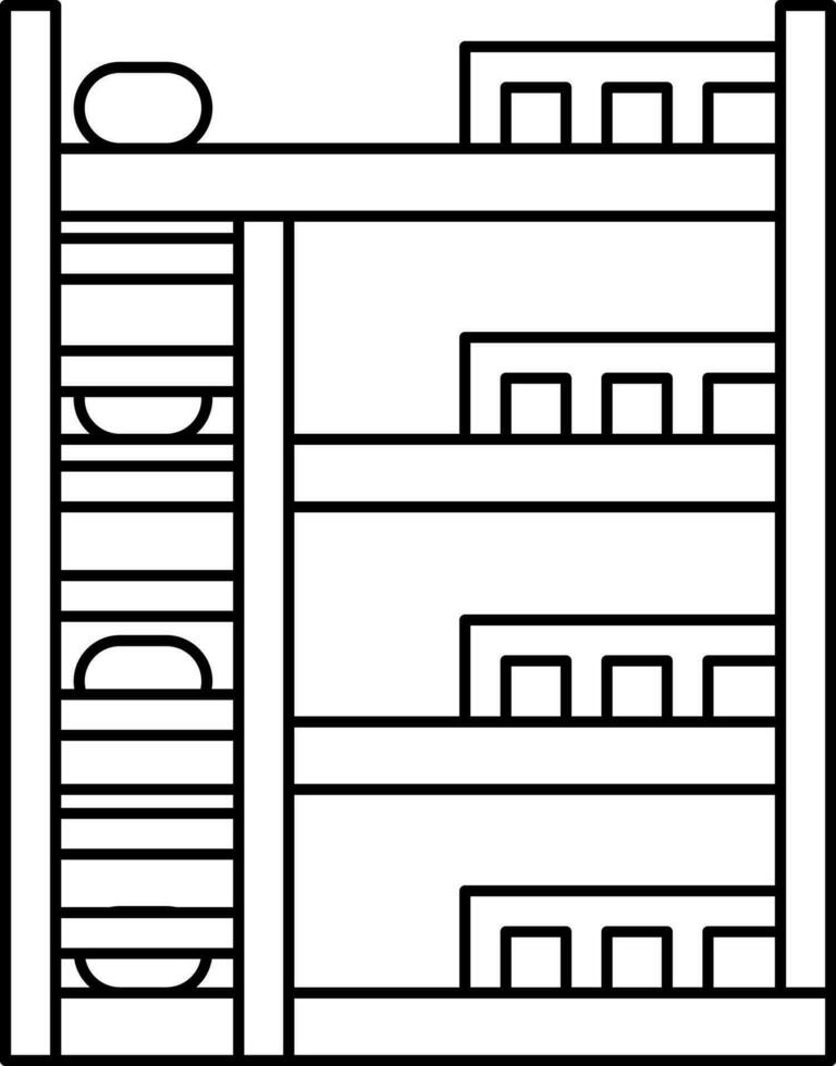 Bunk Bed Icon In Black Outline. vector