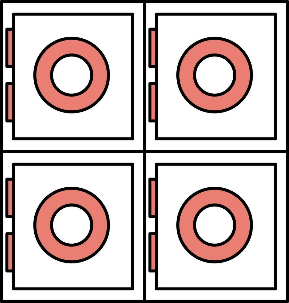 Locker Icon In Red And White Color. vector