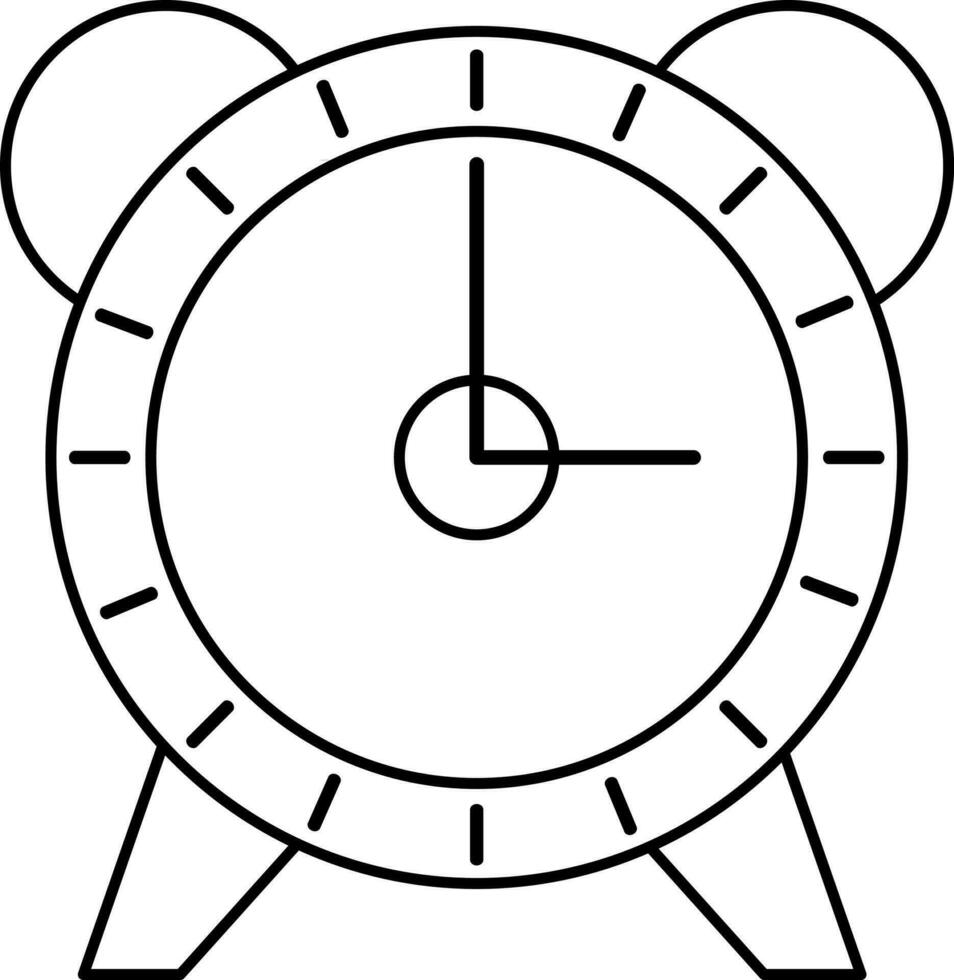 Alarm Clock Icon In Black Outline. vector