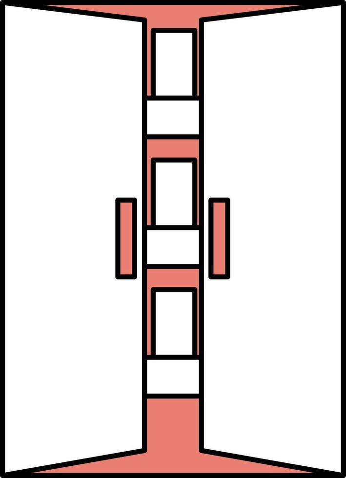 abierto doble puerta icono en blanco y rojo color. vector