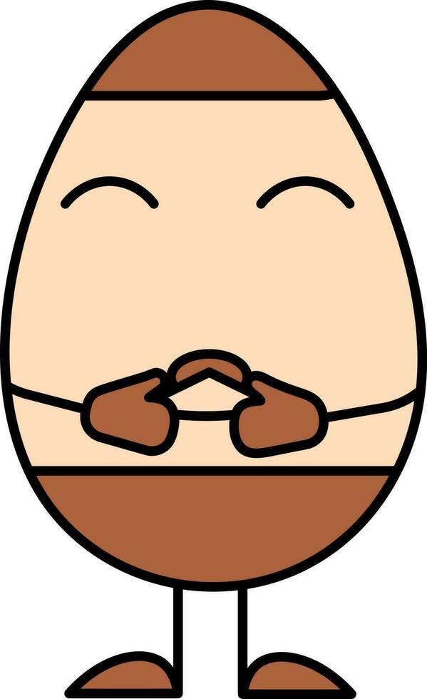 Cartoon Egg Eating Sandwich Icon In Brown And Peach Color. vector