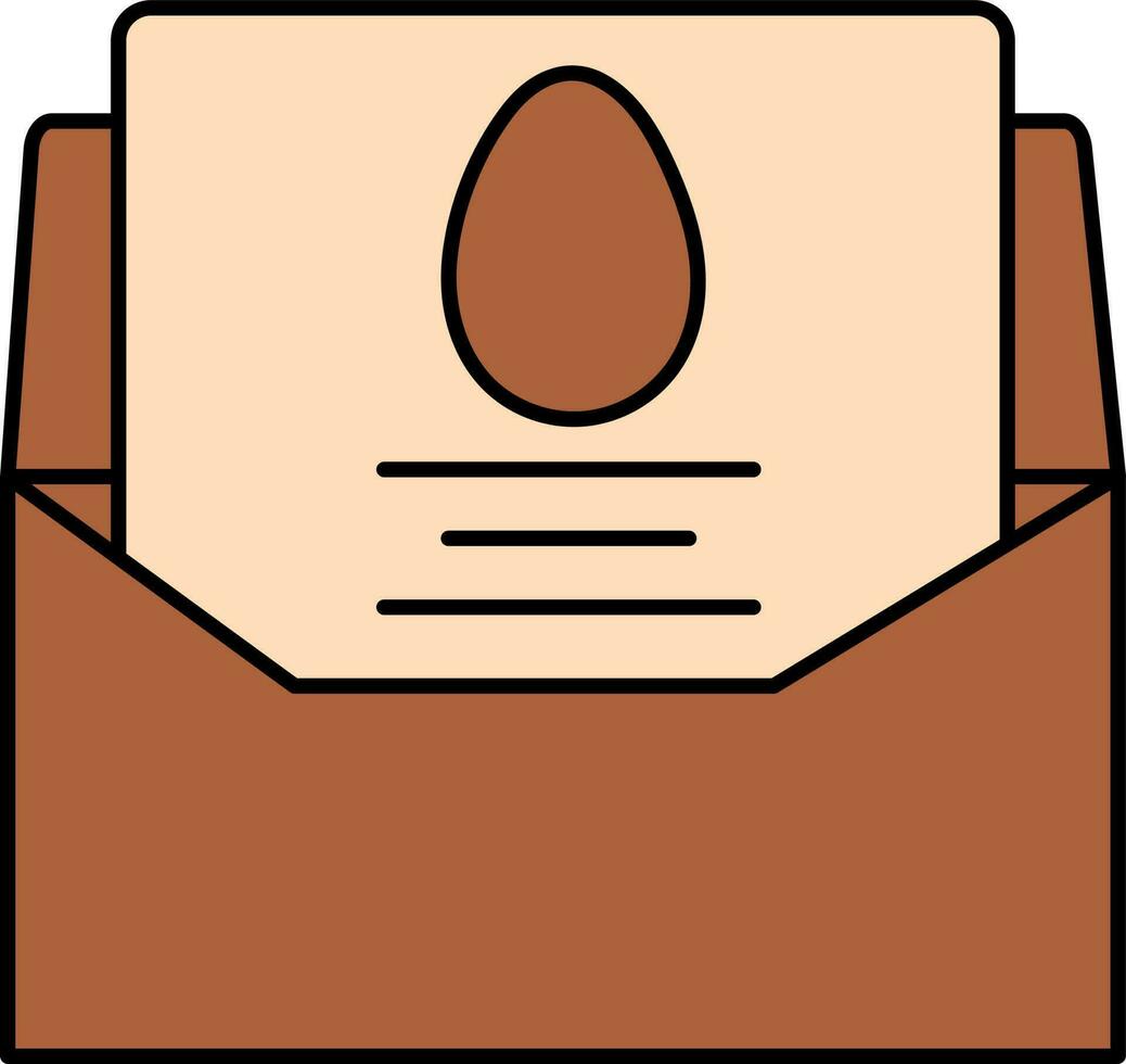 Brown And Peach Easter Greeting Card In Envelope Icon. vector