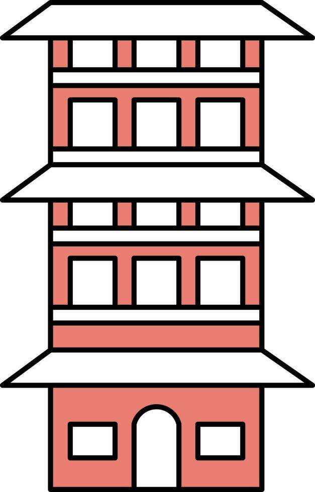 Building Icon In Red And White Color. vector