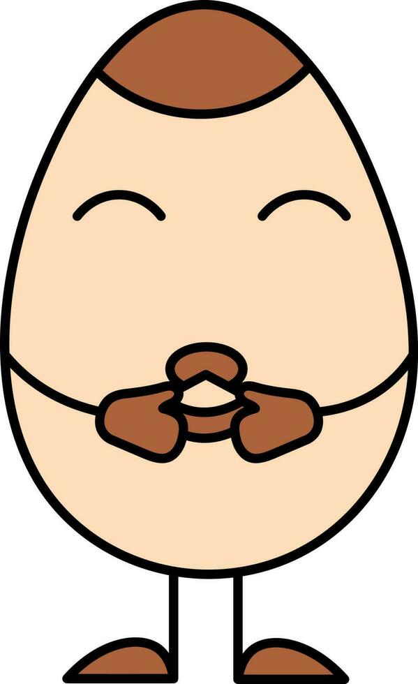 Isolated Cartoon Egg Eating Food Icon In Brown And Peach Color. vector