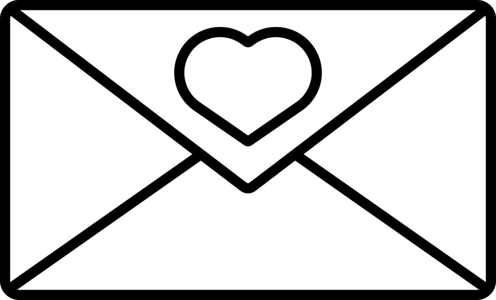 Envelope With Heart Icon In Black Line Art. vector