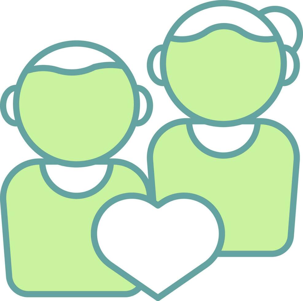 Faceless Couple With Heart Icon In Green And White Color. vector