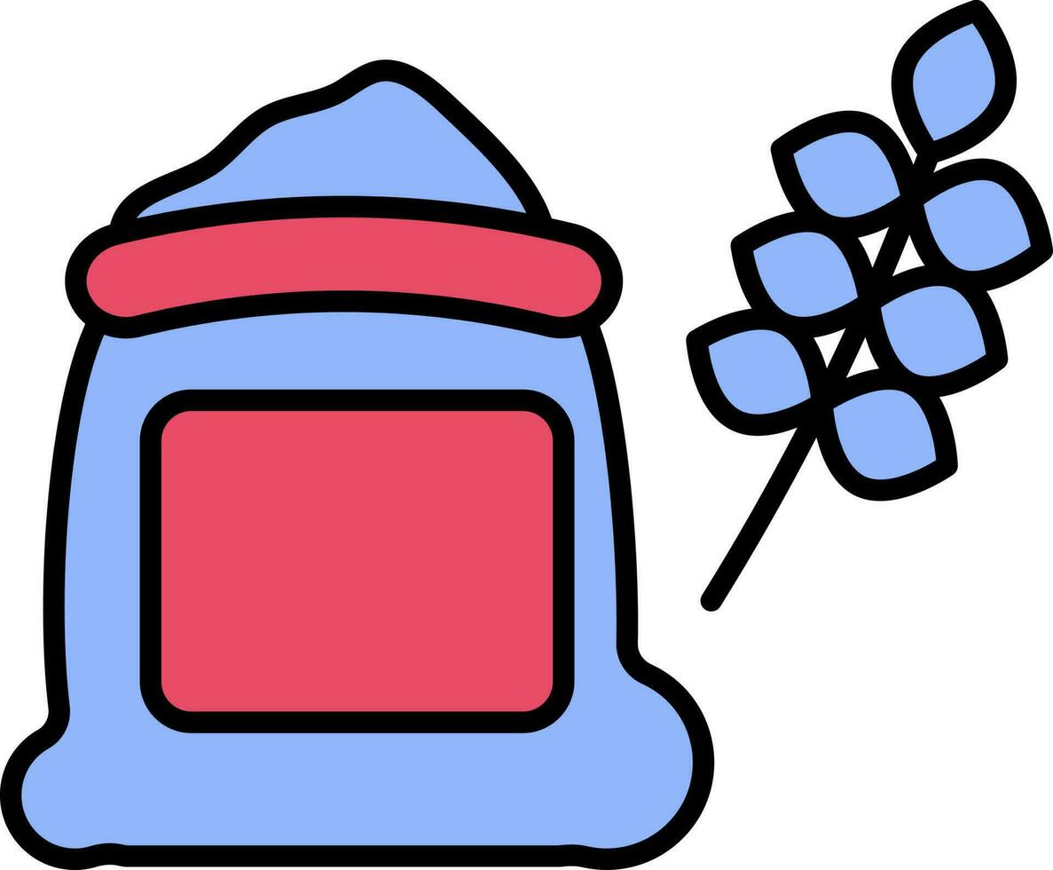 Wheat Sack Icon In Blue And Pink Color. vector