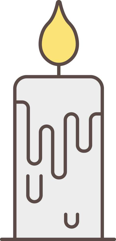 Burning Candle Icon In Grey And Yellow Color. vector