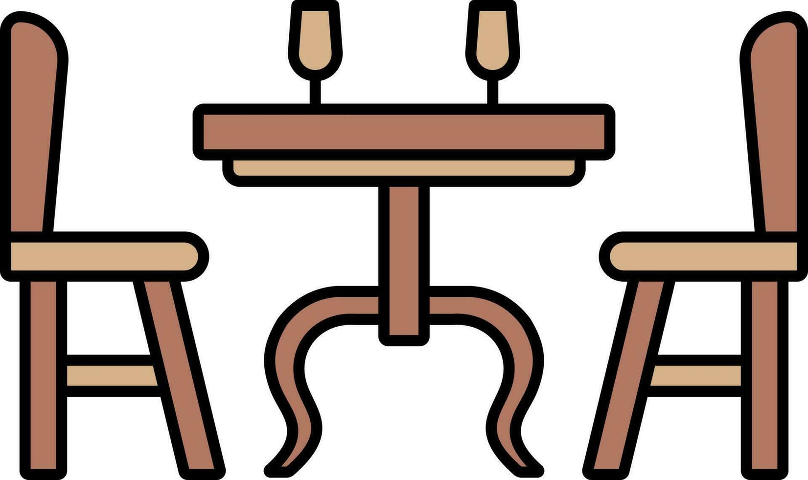 Dinner Table Icon In Brown Color. vector