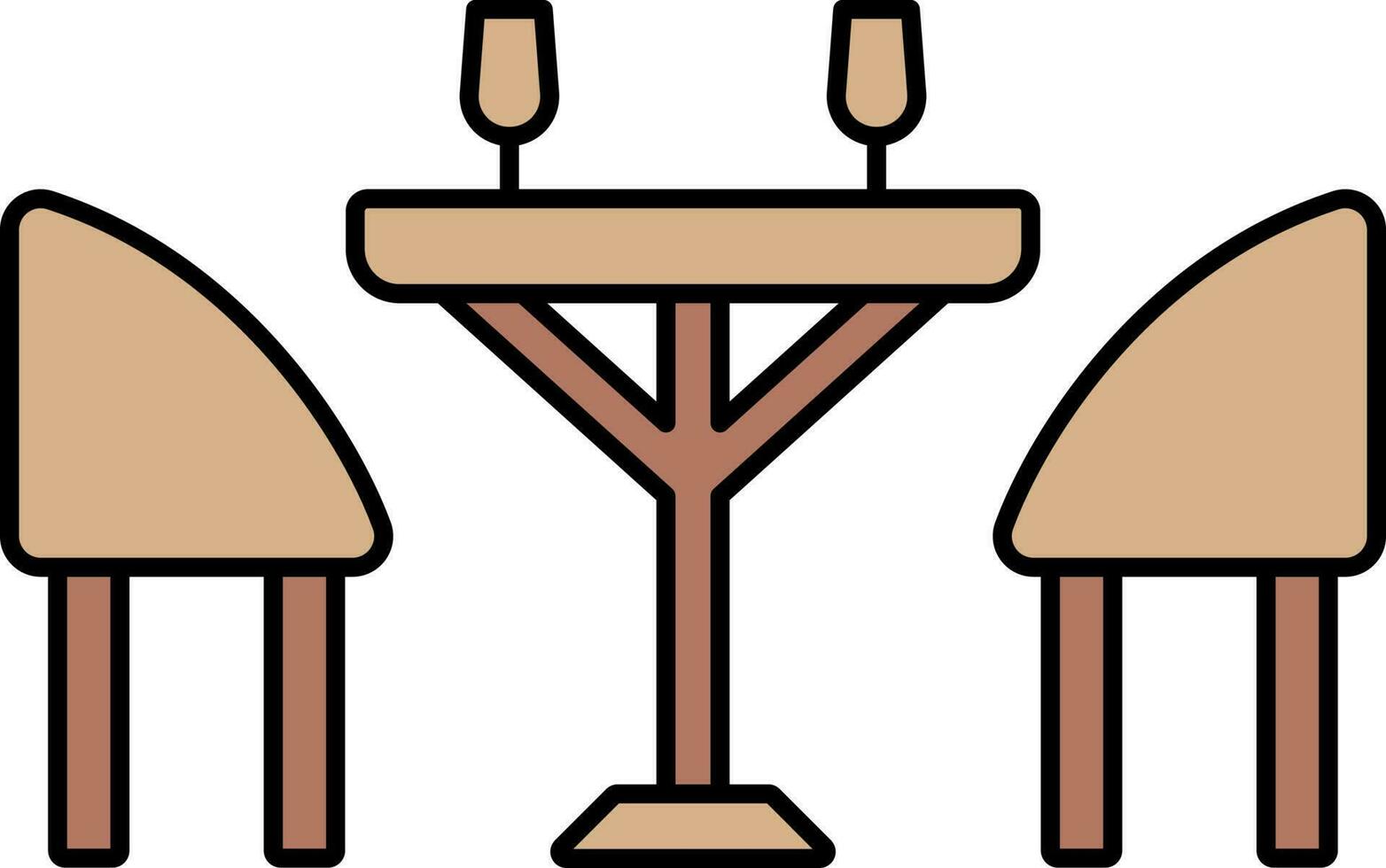 Dinner Table Icon In Brown Color. vector