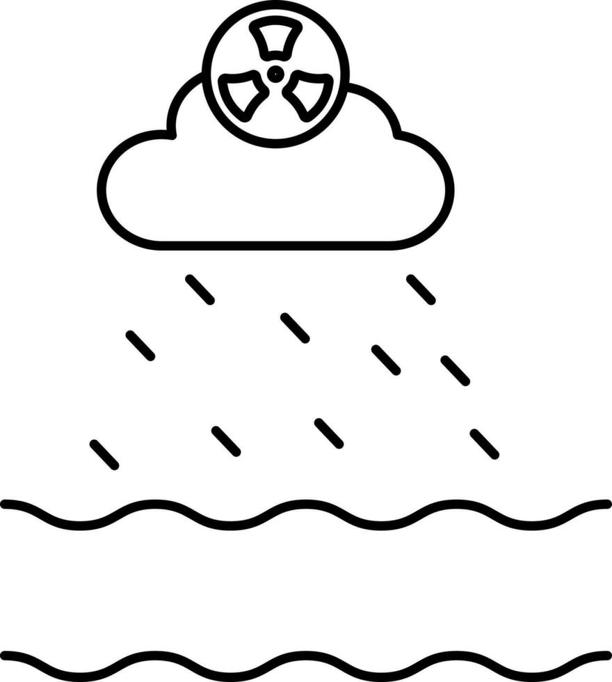 Acid Rain Icon In Black Line Art. vector