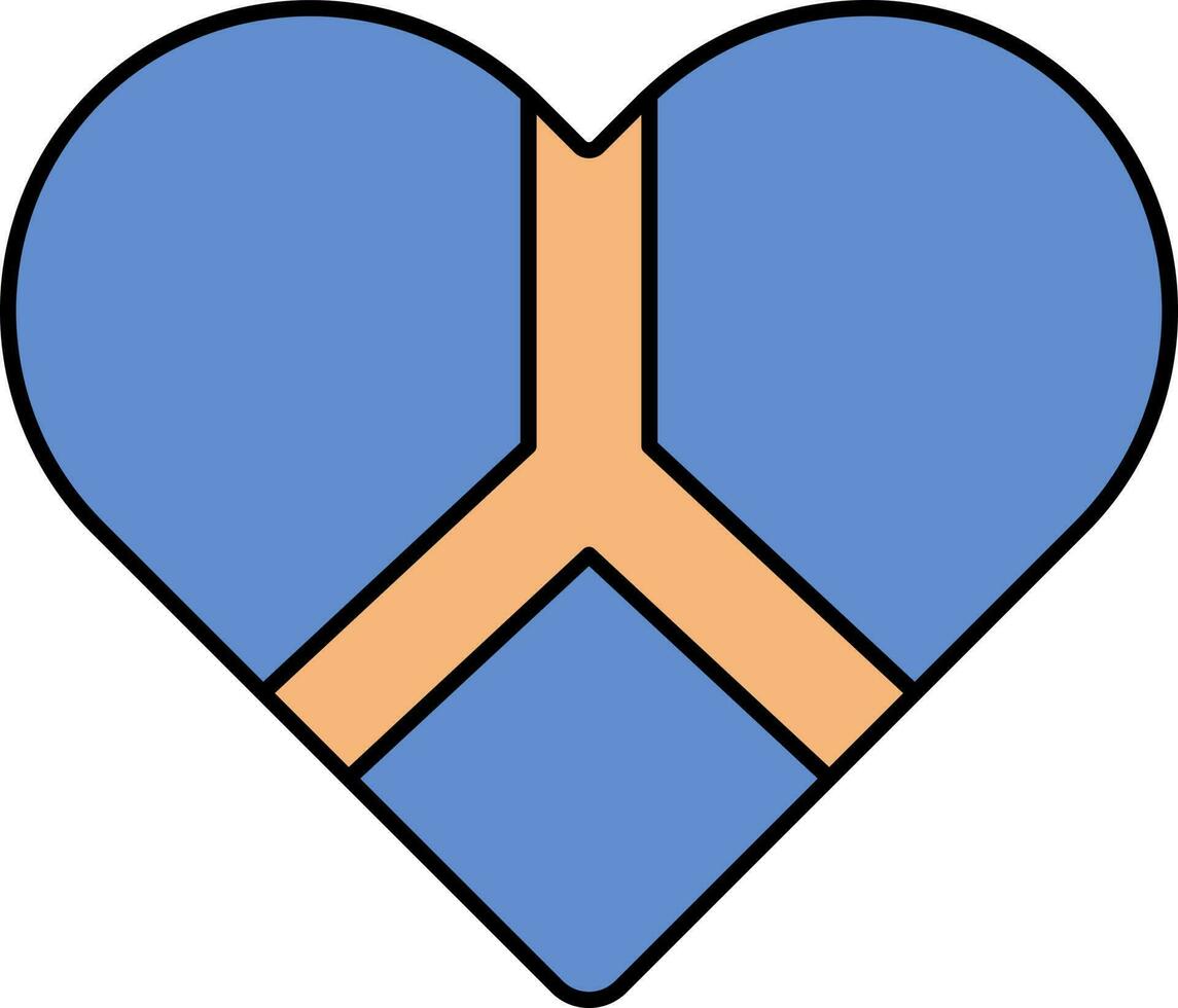 Heart Peace Icon In Blue And Orange Color. vector