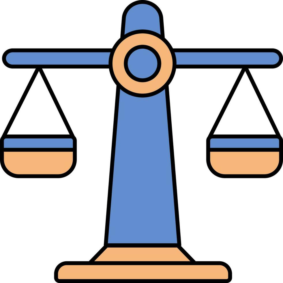 Balance Scale Icon In Blue And Orange Color. vector