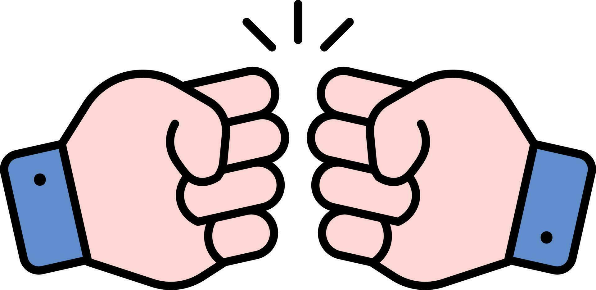 Fist Bump Icon In Blue And Pink Color. vector