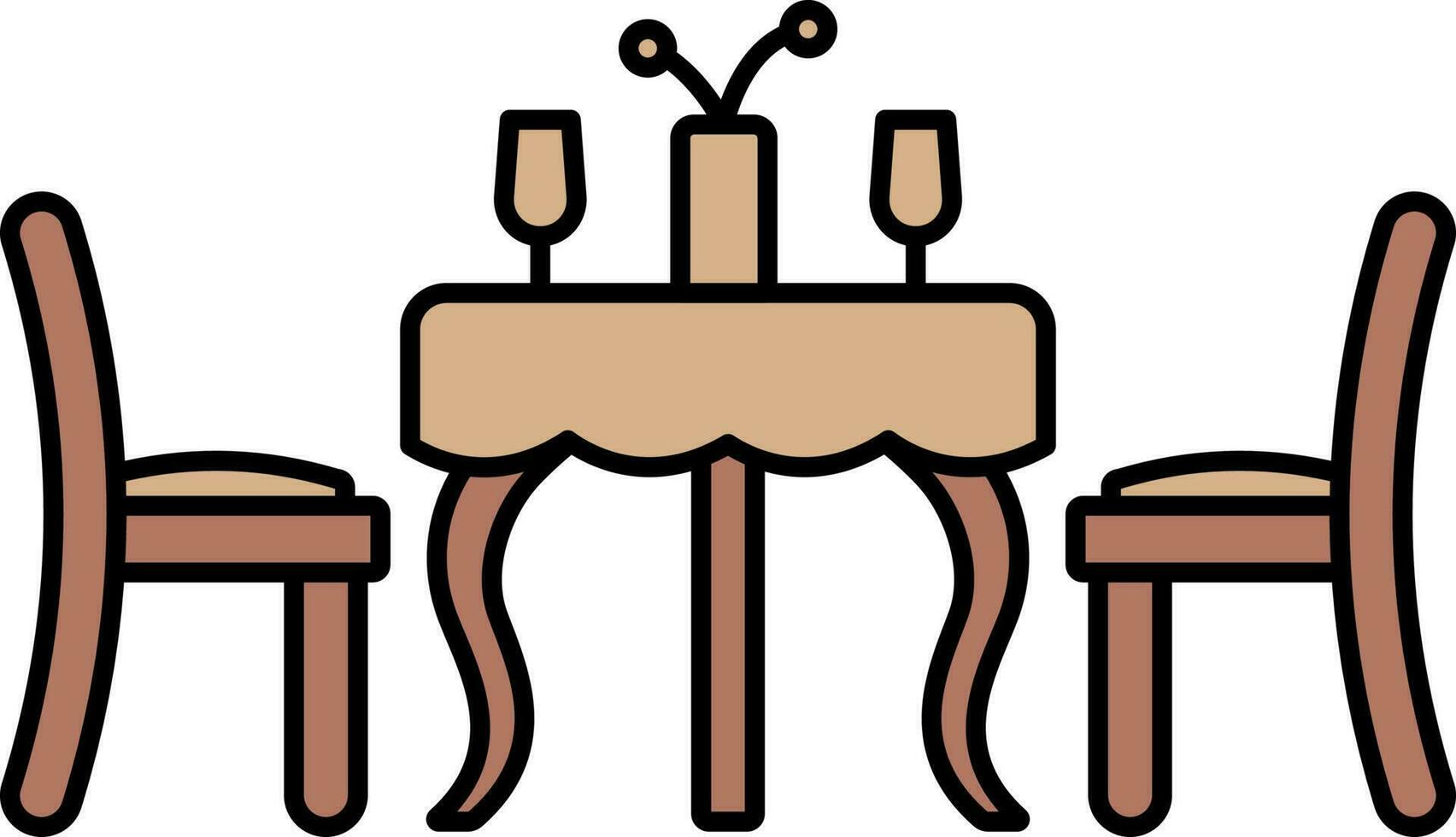 Dinner Table Icon In Brown Color. vector