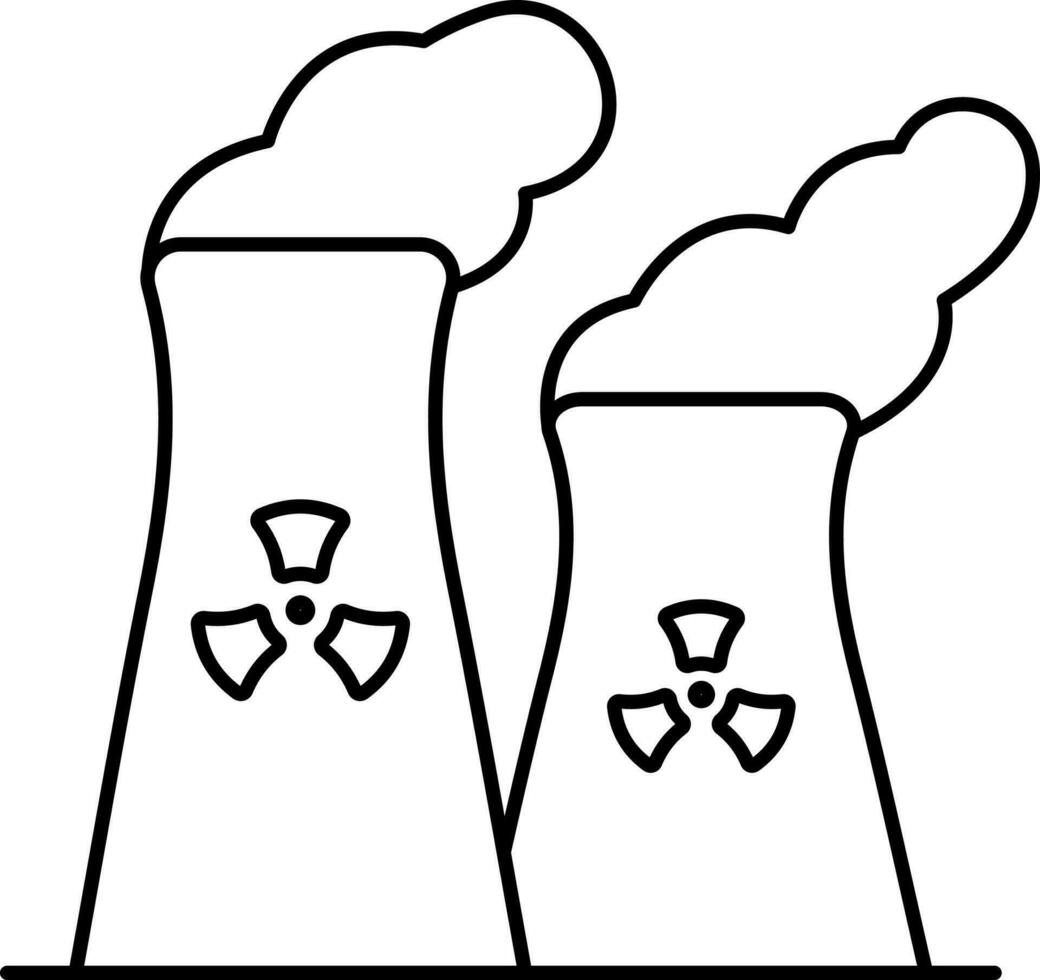 Nuclear Power Plant Icon In Black Outline. vector