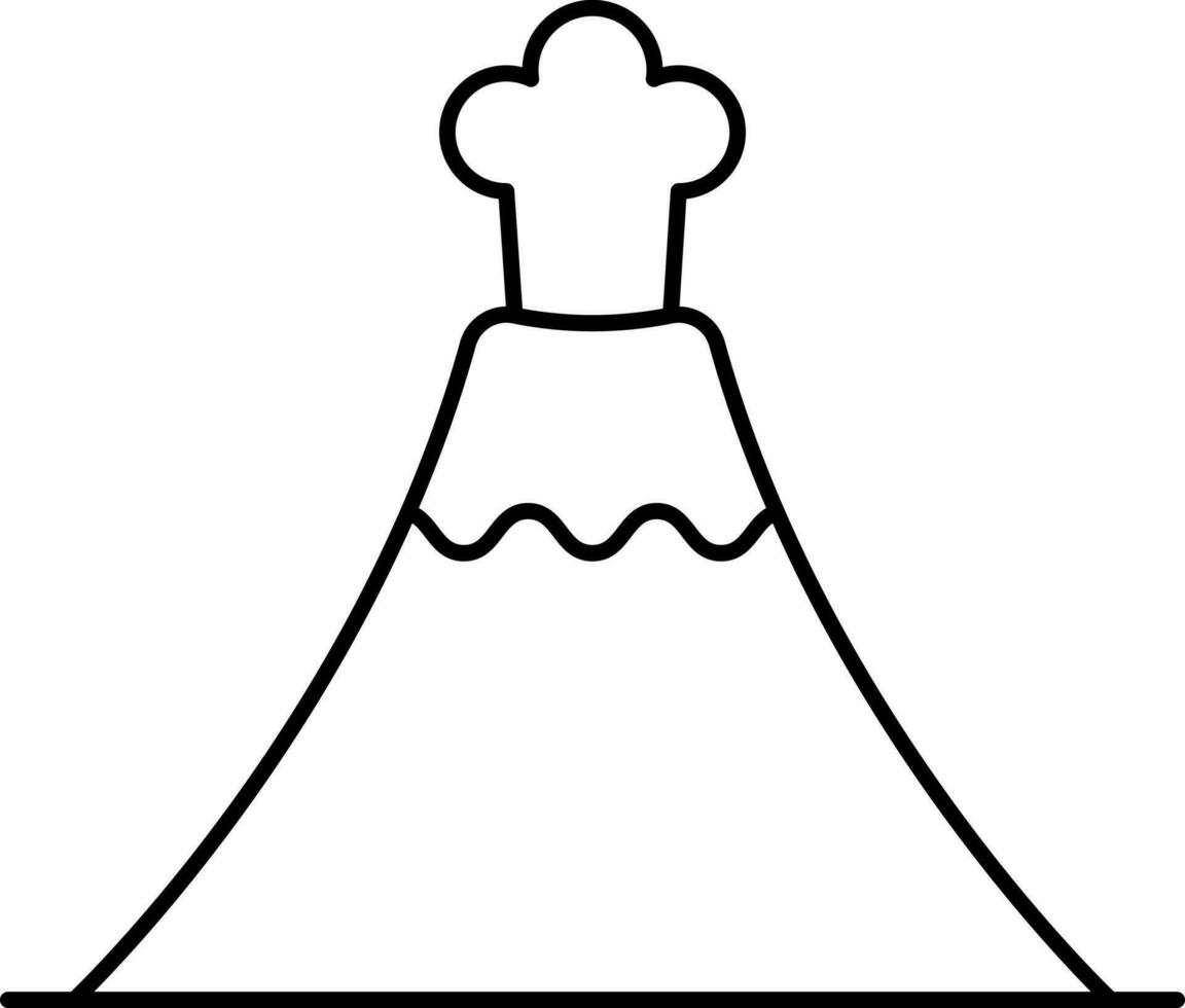 Volcano Icon In Black Outline. vector