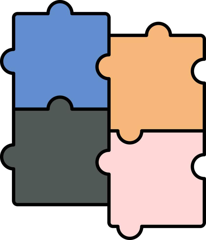 Colorful Jigsaw Puzzle Flat Icon. vector
