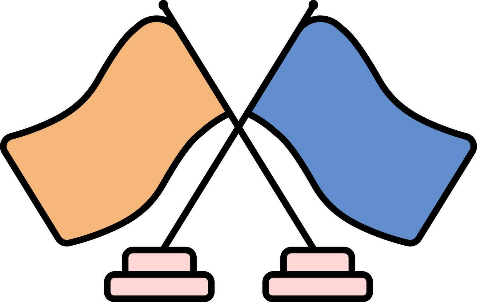 cruzado bandera icono en azul y naranja color. vector