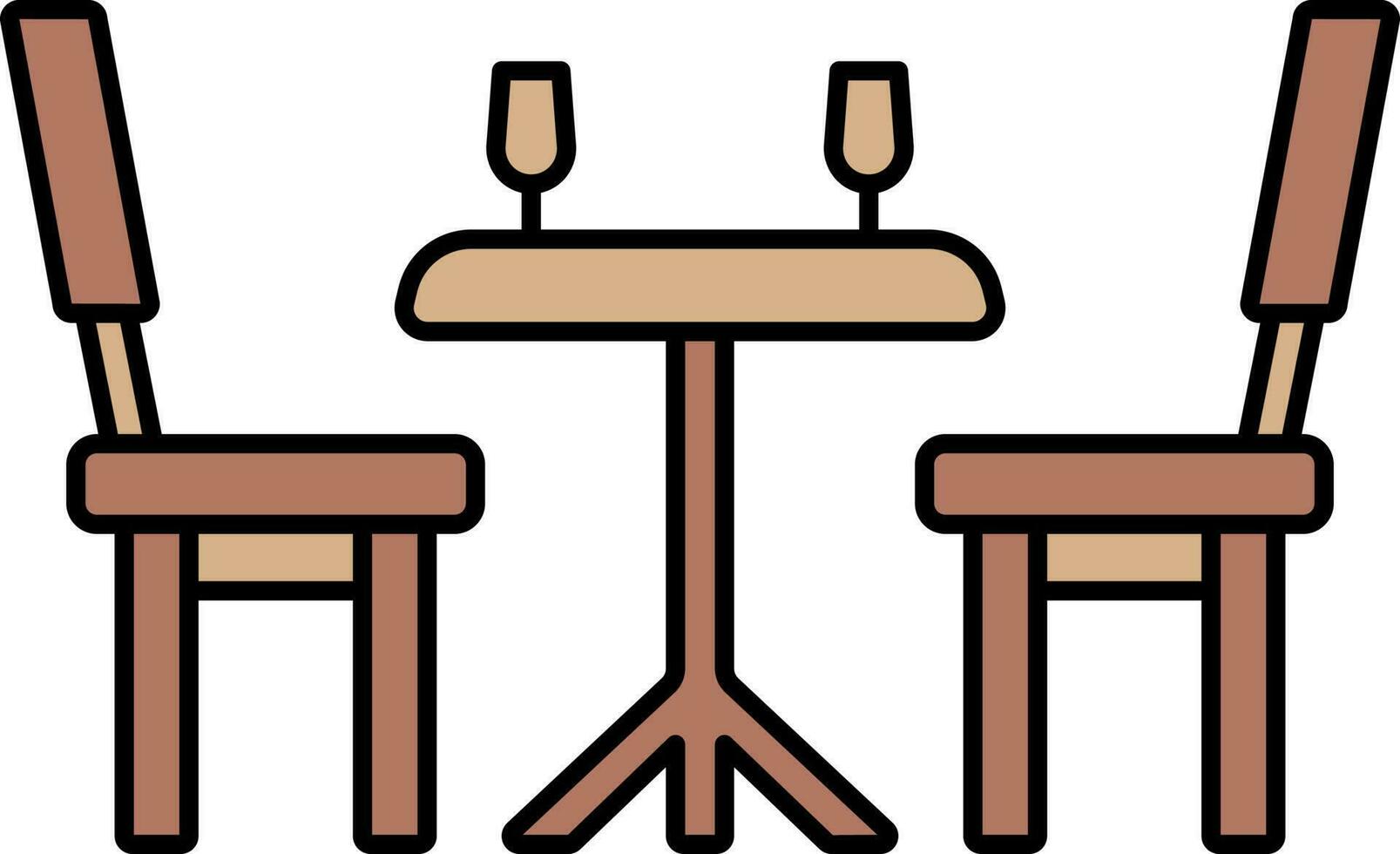 Dinner Table Icon In Brown Color. vector