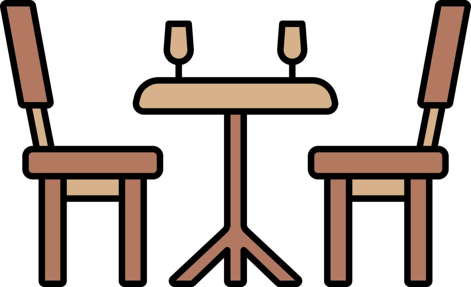 Dinner Table Icon In Brown Color. vector