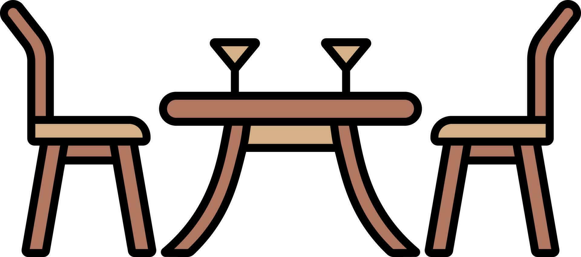 Dinner Table Icon In Brown Color. vector
